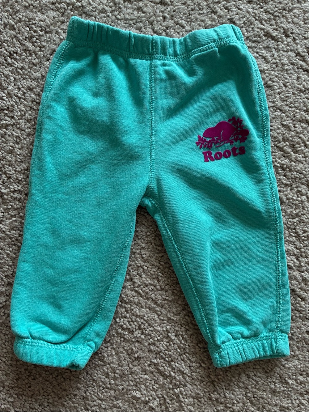 Roots Teal Sweatpants with Pink Logo for Kids